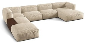 Béžová zamatová modulárna rohová pohovka (ľavý roh/do tvaru "U") Martina – Micadoni