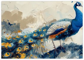 Sklenený obraz - Páv, maľba (70x50 cm)