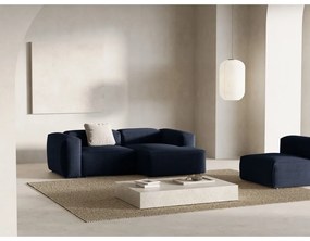 Tmavomodrá menčestrová rohová pohovka (pravý roh/s leňoškou) Bergamo – Cosmopolitan Design