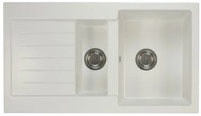 Kuchynský drez Altava (biela) (s 2 otvormi pre batériu) (L). Vlastná spoľahlivá doprava až k Vám domov. 1066330