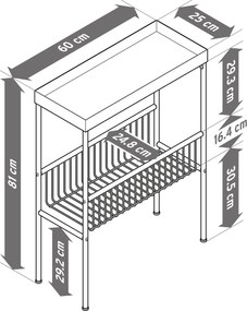 Úzka konzola s odkladacími plochami