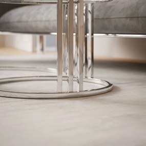 OKRÚHLY KONFERENČNÝ STOLÍK 2v1 LEONARDO 2 CHRÓM + SKLO