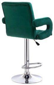 LuxuryForm DESIGN Barová stolička BOSTON VELUR na striebornom tanieri - zelená