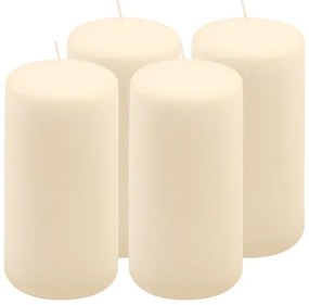 Sada stĺpových sviečok, 15 cm, Ø 7,5 cm, krémová, 4 ks