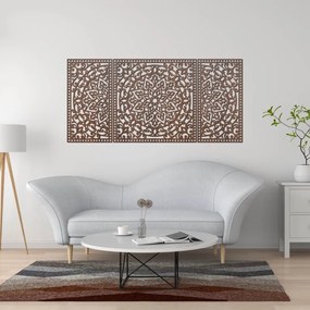 Drevená nástenná dekorácia trojdielna mandala do interiéru | SENTOP HDF0514-B