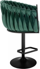 LuxuryForm DESIGN Barová stolička NORDEN VELUR na čiernom tanieri - zelená