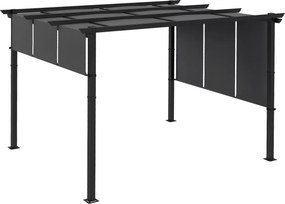 Pavilón Outsunny cca 3,5 x 3 m Pergola, Zastrešenie na terase, Kryt s bočnou stenou pre záhradu a terasu, Tmavo šedá | Aosom