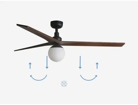 FARO 34276-11L - Stropný ventilátor KLIM L 1xE27/15W/230V orech/čierna + DO