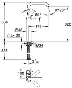 Grohe Essence - Páková umývadlová batéria, bez odtokovej garnitúry, XL-Size, kartáčovaný Warm Sunset 32901DL1
