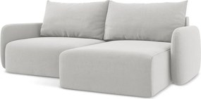 Svetlosivá zamatová rozkladacia/s úložným priestorom rohová pohovka (pravý roh/s leňoškou) Kalena – Makamii