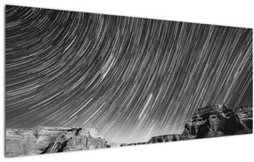 Čiernobiely obraz hviezdnej oblohy (120x50 cm)