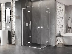 Mexen Lunar, L Duo výklopný sprchový kút 105 x 95 cm, 8mm číre sklo, biely profil, 834L-105L-095P-20-00
