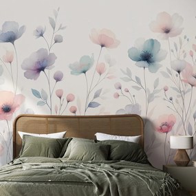 Tapeta akvarelové pastelové kvety