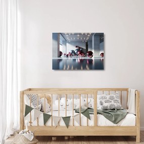 Sklenený obraz - 3D priestor s guľami II. (70x50 cm)