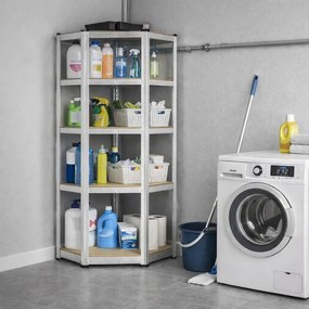 Kovový rohový regál 180x70x40-70 cm, 5 políc, nosnosť 875 kg