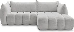 Svetlosivá rohová pohovka z textílie buklé (pravý roh/s leňoškou) Azra – Bobochic Paris