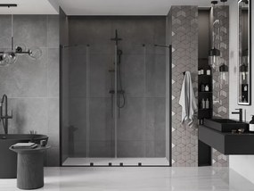 Mexen Velar Duo, posuvné dvere do otvoru 170x200 cm, 8mm číre sklo, čierna matná, 871-170-000-02-70