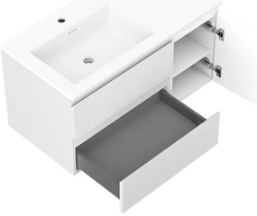 Mexen Orio, kúpeľňová skrinka 90 cm s umývadlom Otis vľavo, 2S, 1D, biela matná, 91A13-09047-3-BBFFF01-W18L01