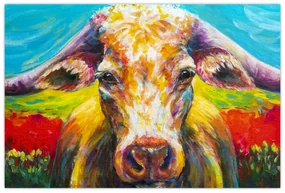 Obraz - Maľovaná krava (90x60 cm)