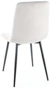 Svetlosivá zamatová jedálenská stolička MILA s čiernymi nohami