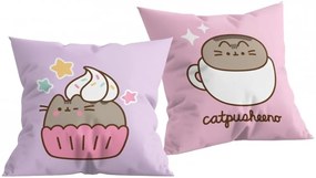 Obojstranný vankúš Pusheen - motív Catpusheeno &amp; Cupcake - 40x40 cm