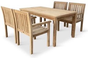 Noela Záhradný teakový set Garden I + 4x kreslo Kingsbury