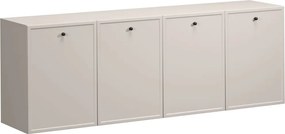 Závesná komoda Lorini 200 cm štvordverová - kašmír / čierne úchytky
