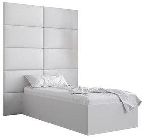 Jednolôžková posteľ s čalúneným čelom 90 cm Brittany 1 (biela matná + biela) (s roštom). Vlastná spoľahlivá doprava až k Vám domov. 1045867