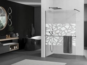 Mexen Kioto+, sprchová zástena Walk-In s poličkou a vešiakom 80 x 200 cm, 8mm číre sklo biely vzor, grafitový profil, 800-080-121-95-85