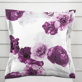 Biante Dekoračná obliečka na vankúš s lemom PM-029 Veľké fialové kvety 50 x 60 cm