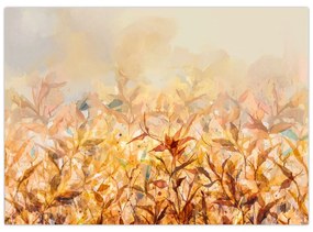 Obraz - Listy vo farbách jesene, olejomaľba (70x50 cm)