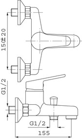Ferro Smile, vaňová batéria 150 mm, chrómová, 71020,0