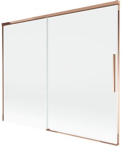 Mexen Rox, 2-krídlová posuvná vaňová zástena 190 x 150 cm, 8mm číre sklo, ružové zlato profil, 8C9-190-001-60-00