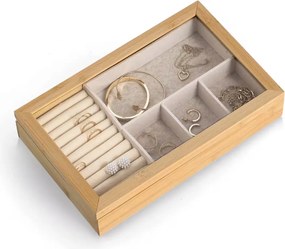 Zeller Present Bambusová šperkovnica so skleneným vekom SHMUCK, 29 x 18 x 5,9 cm