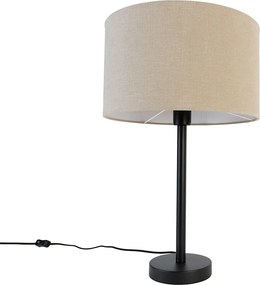 Moderná stolná lampa čierna s tienidlom z boucle svetlohnedej 35 cm - Simplo