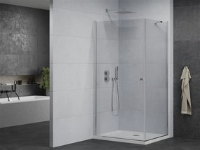 Mexen Pretoria sprchovací kút 100 x 80 cm, priehľadný, chróm + plochá sprchová vanička-852-100-080-01-00-4010