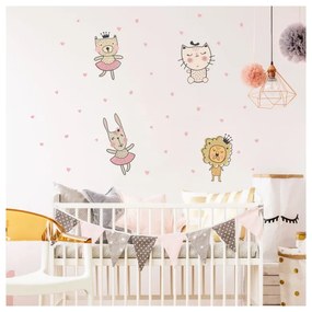 Sada nástenných detských samolepiek Ambiance Scandinavian Animals with Hearts