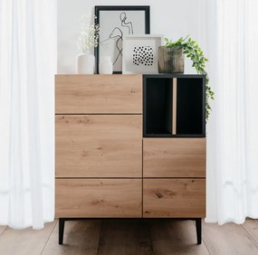 Skrinka 2-dverová Nola, dub artisan/čierna