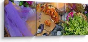 Obraz - letný piknik (s hodinami) (90x30 cm)