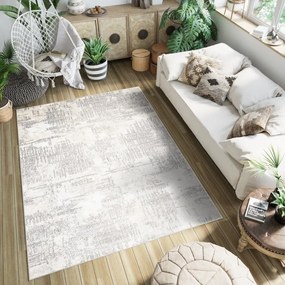 Krémový dizajnový koberec so svetlým sivým vzorom Šírka: 80 cm | Dĺžka: 150 cm