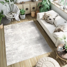 Krémový dizajnový koberec so svetlým sivým vzorom Šírka: 80 cm | Dĺžka: 150 cm