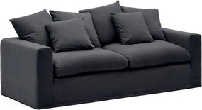 Antracitová ľanová pohovka 240 cm Nora – Kave Home