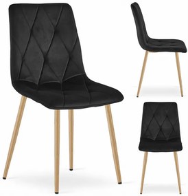 Jedálenská stolička LIBRA zamatová čierna / drevené nohy