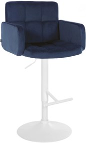Barová stolička Los Angeles - zamat, biely rám - blue