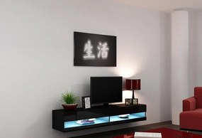 Moderný TV stolík Igore new, černá/černý lesk