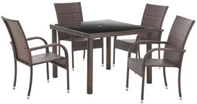5dielny záhradný jedálenský ratanový set BestBerg Capri BBRF-17785BR / hnedá