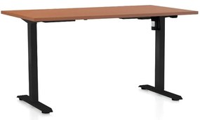 Výškovo nastaviteľný stôl OfficeTech A, 120 x 80 cm, čierna podnož, čerešňa