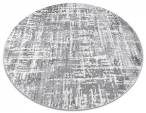 Moderný MEFE koberec okrúhly  8722 Pásy vintage, sivo / biely