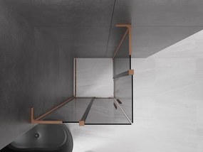 Mexen Velar L Duo, sprchový kút s posuvnými dverami 100 x 100 cm, 8mm šedé sklo, medená matná, 871-100-100-02-43-65