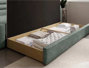 Zelená ženilková rozkladacia/s úložným priestorom pohovka pravý roh 223 cm Fabillo – ELTAP